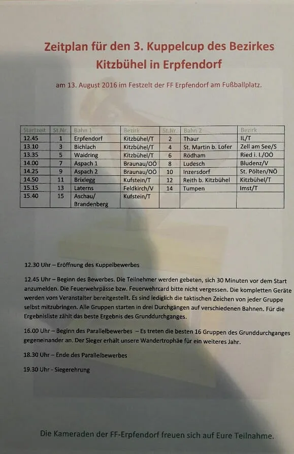 Zeitplan